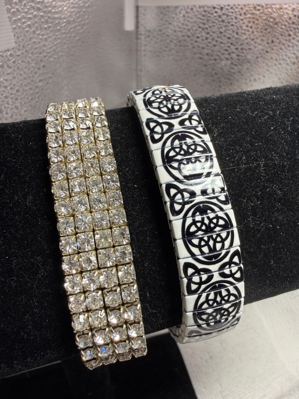 Crystal Stretch Bracelet and Black & White Celtic Knot Stretch Bracelet
